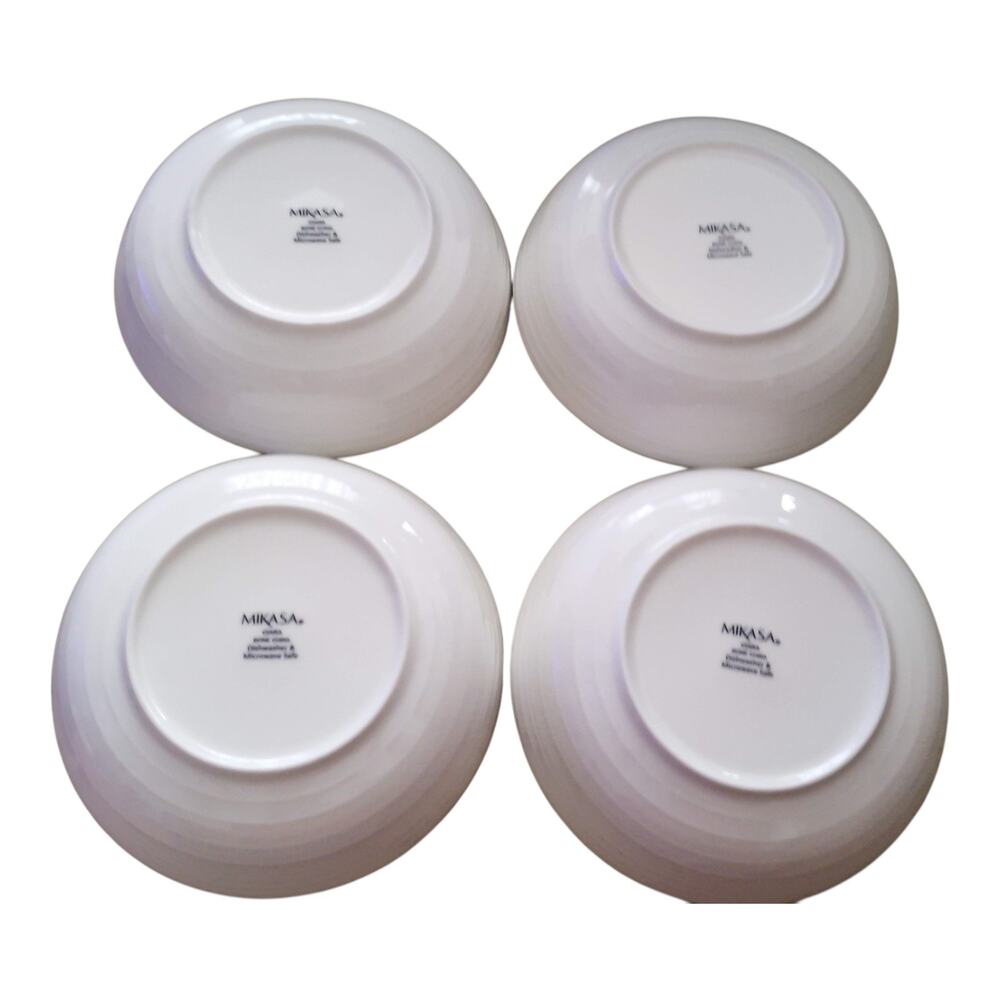 Mikasa Ciera Swirl Bone China 8" Pasta Bowl Translucent Ivory Set Country Set 4 - Picture 2 of 9